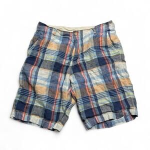 Tommy Bahama Relax Plaid Shorts Size 32 Blue Orange Casual
